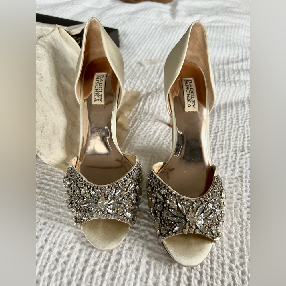 Ivory Embellished Peep Toe Heel